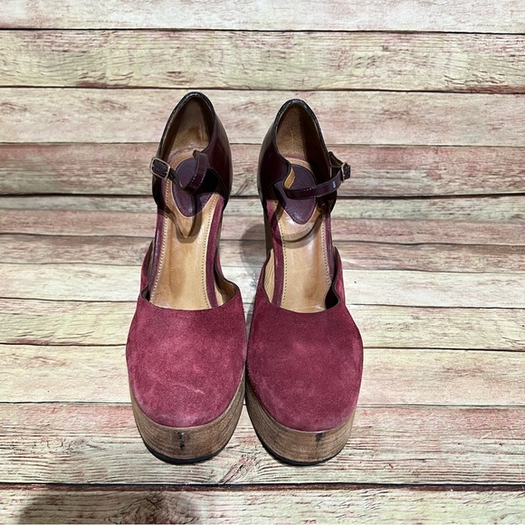 Chloe Red Suede Platform Heels - Picture 5 of 8